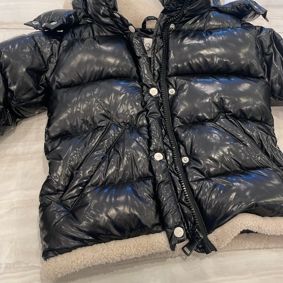 Sam Gigi shearling trim down Black Puffer Jacket - Picture 3 of 9